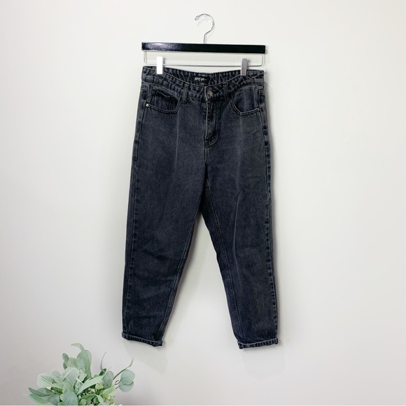 [Nasty Gal] Black Washed Denim High Rise Straight Leg Mom Jeans - Picture 1 of 8